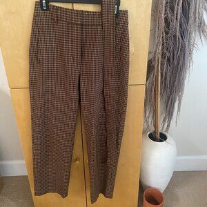 Aritzia - Wilfred Tie Front Pant - Size 4 - Brown Plaid